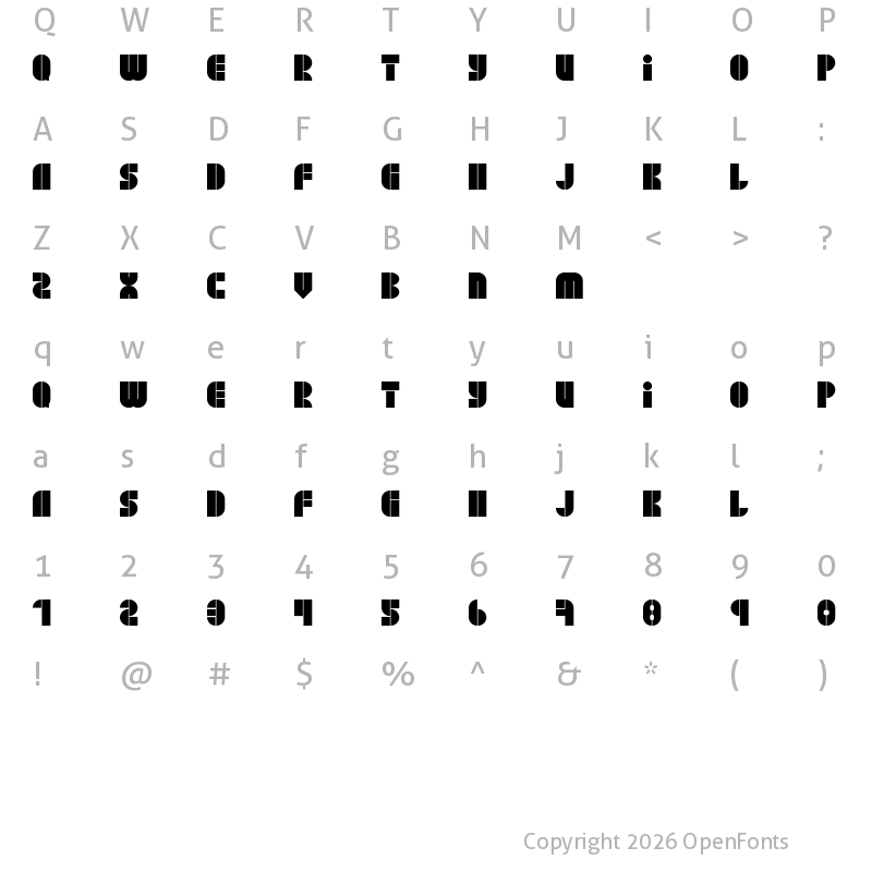 Character Map of BLOCK JayeW73 Regular