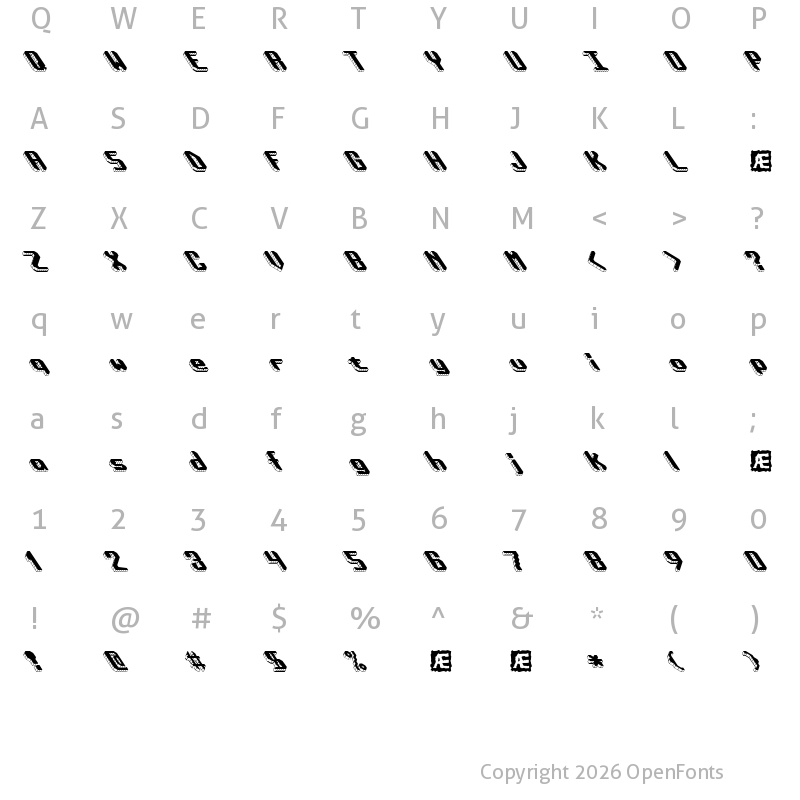 Character Map of Block Tilt (BRK) Regular