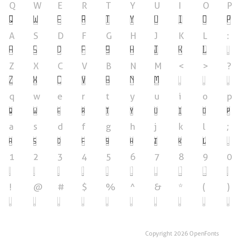 Character Map of BlockTitling Outline BlockTitling Outline