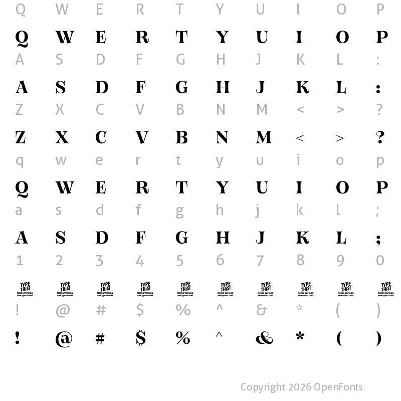 Character Map of Bloemche All Caps Medium Trial