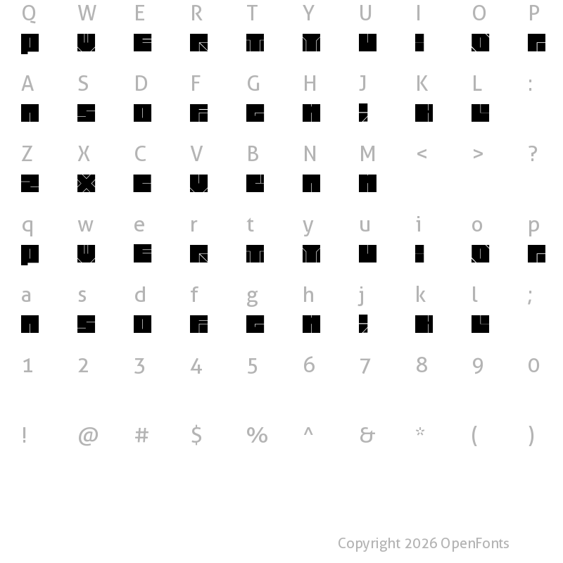 Character Map of blok typeface Regular