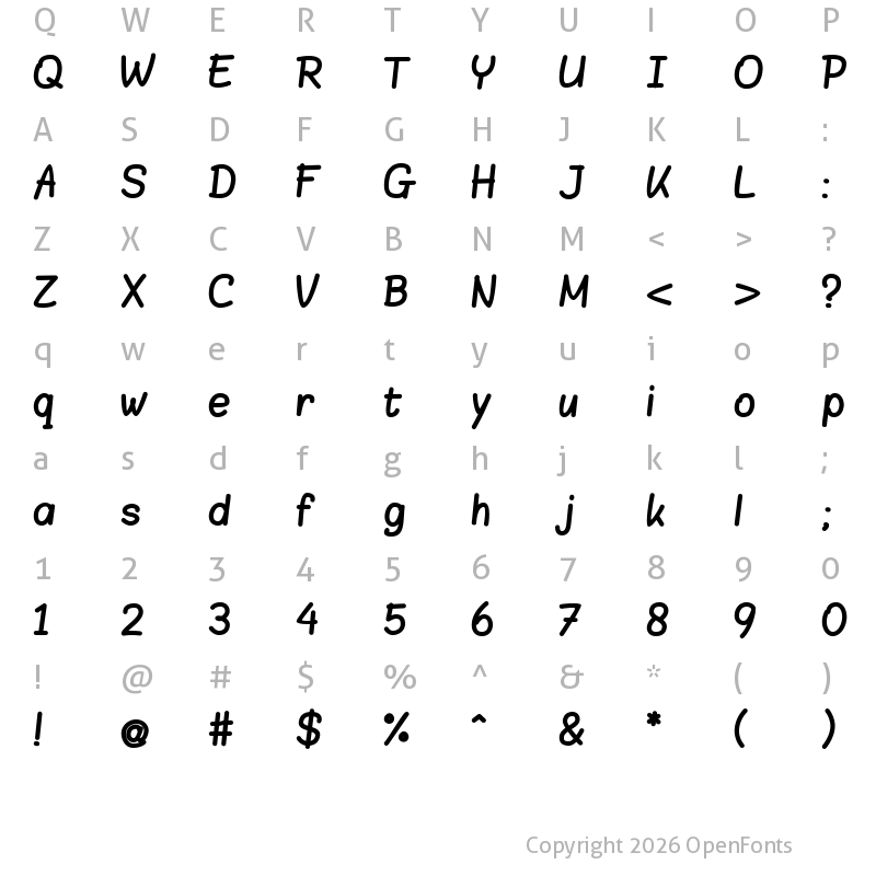 Character Map of Blokletters Viltstift Viltstift