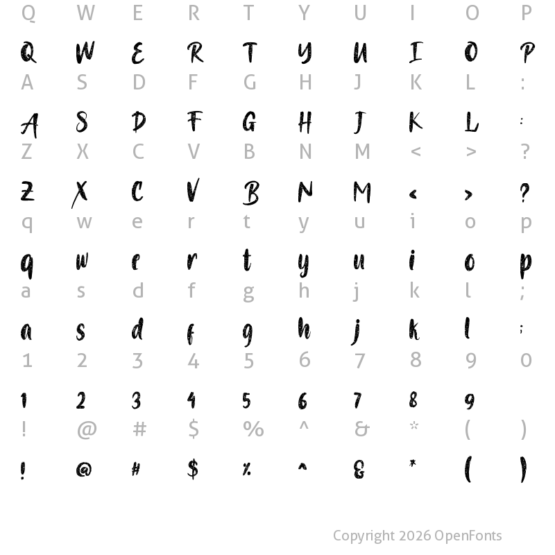 Character Map of Blondy Regular