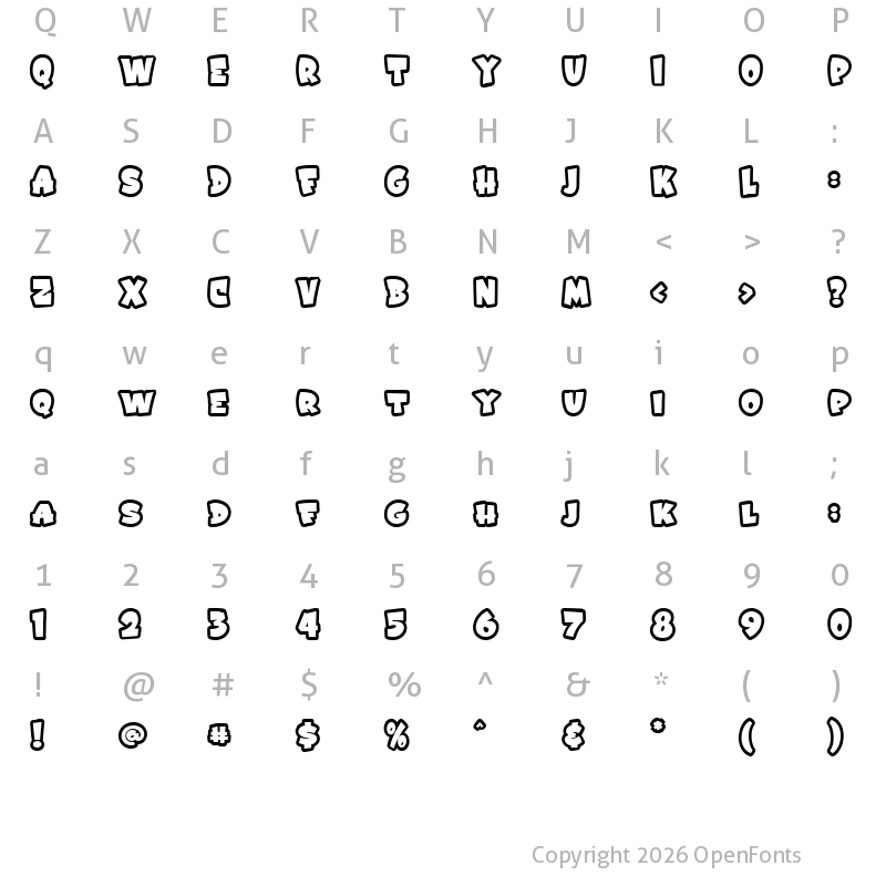 Character Map of Blood Blaster Outline