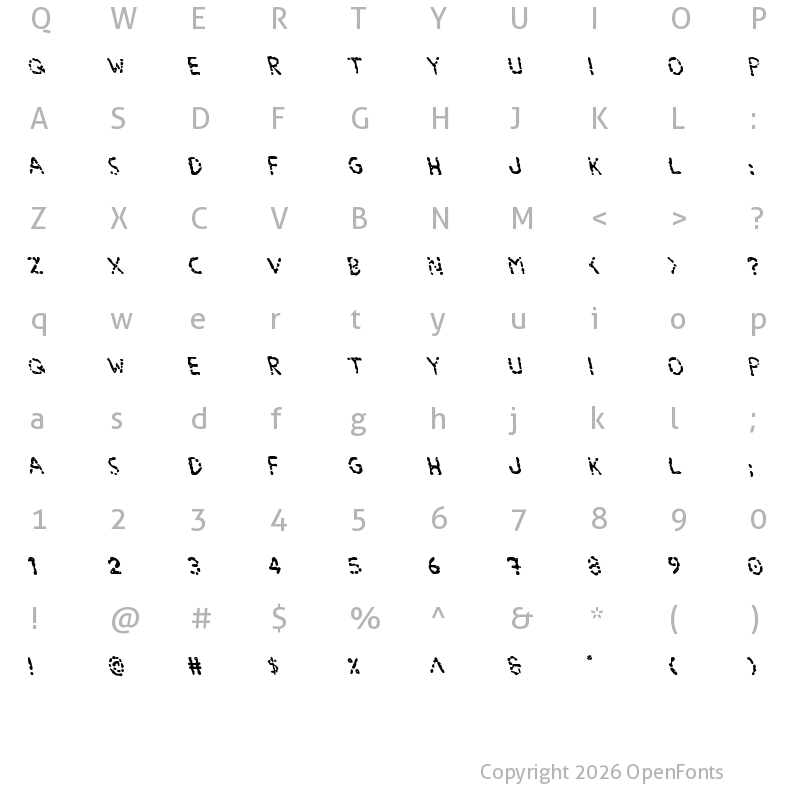 Character Map of Blood Drenched Leftalic Regular