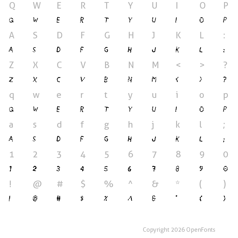 Character Map of Blood Drenched Rotated 2 Regular