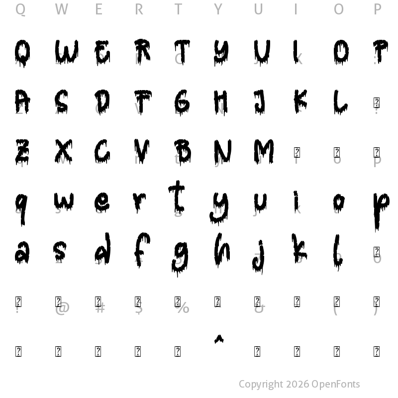 Character Map of Blood Shadow Regular