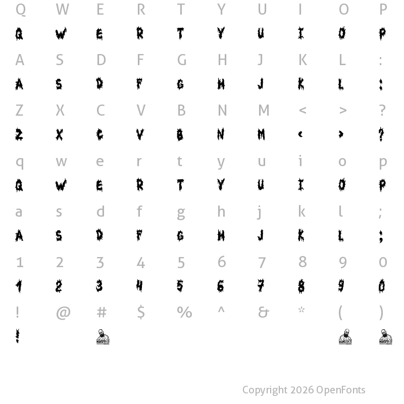 Character Map of Blood Spatter Regular
