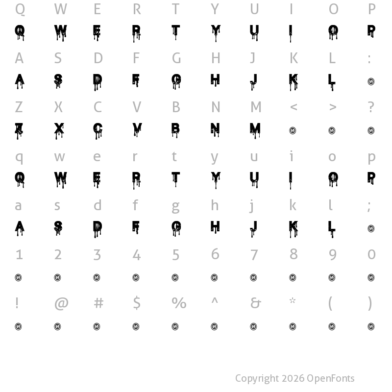 Character Map of Blood Thirst Regular