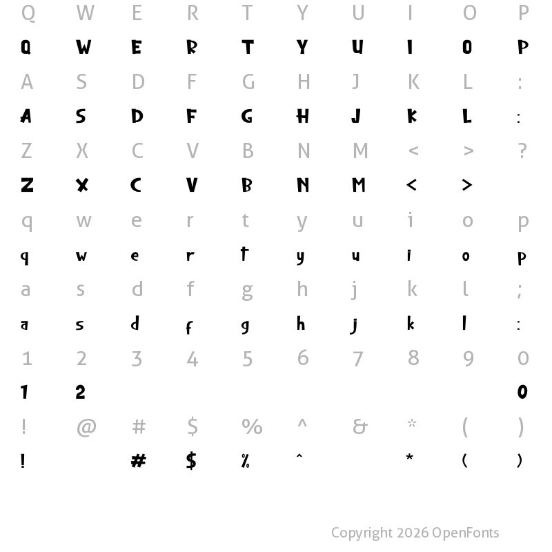Character Map of Bloody Buzzett Regular