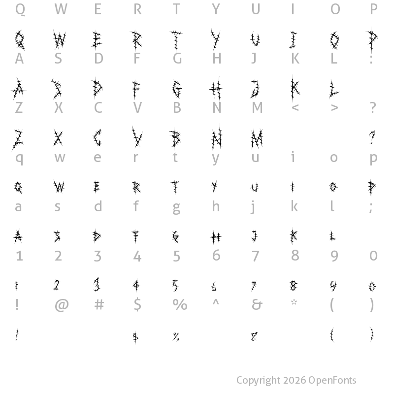 Character Map of Bloody Durian Regular