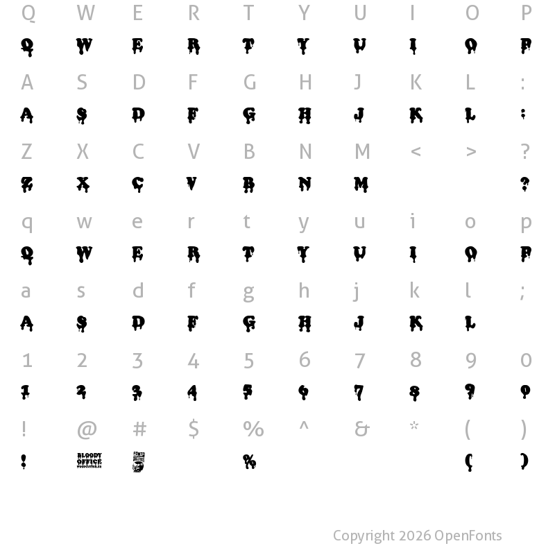 Character Map of Bloody Office Regular