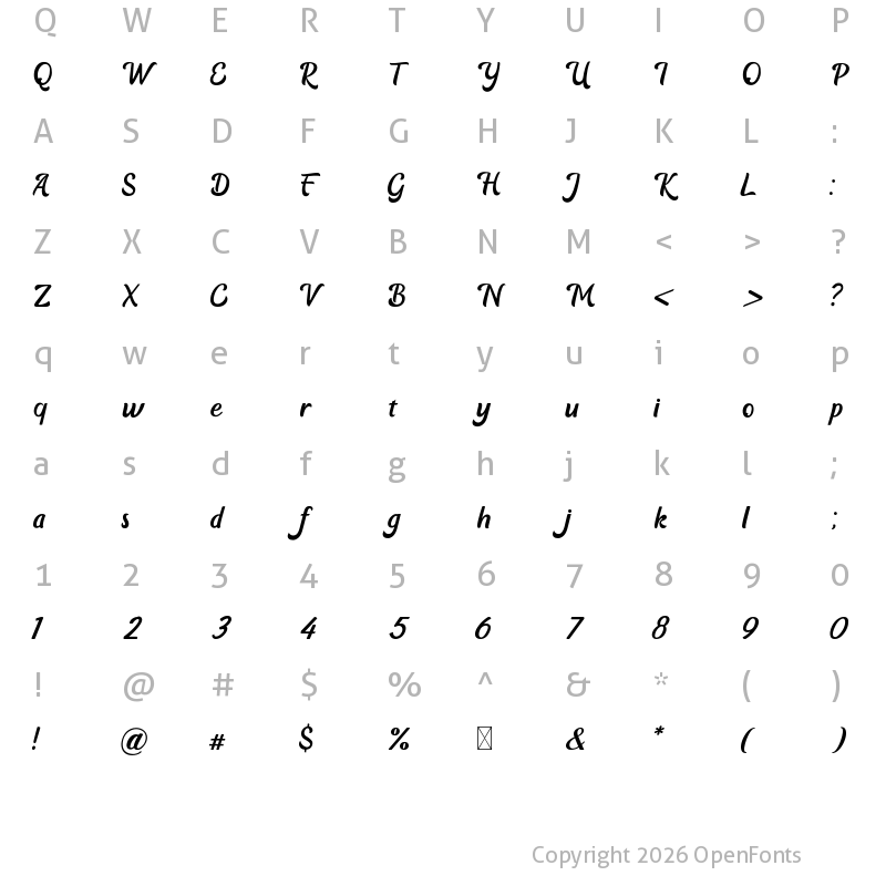 Character Map of Bloody Sunday Script Typeface