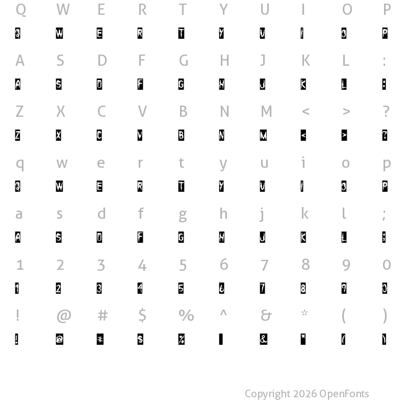 Character Map of Bloody Winter Regular