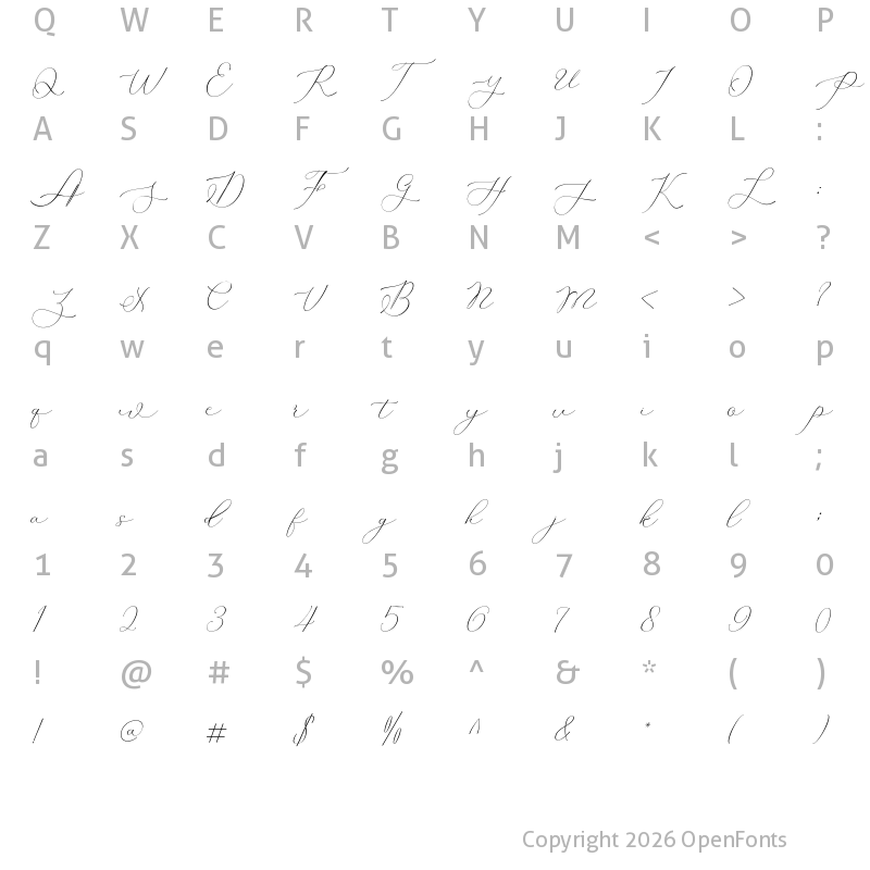 Character Map of Blooming Regular