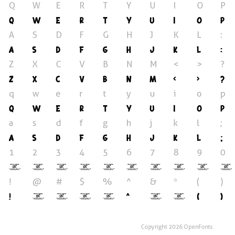 Character Map of Blotchy Bitter Texture Regular