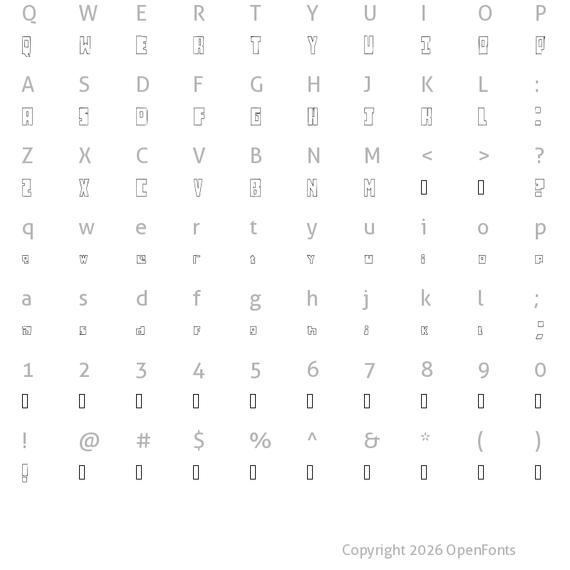 Character Map of Bloxxer Binnus Regular