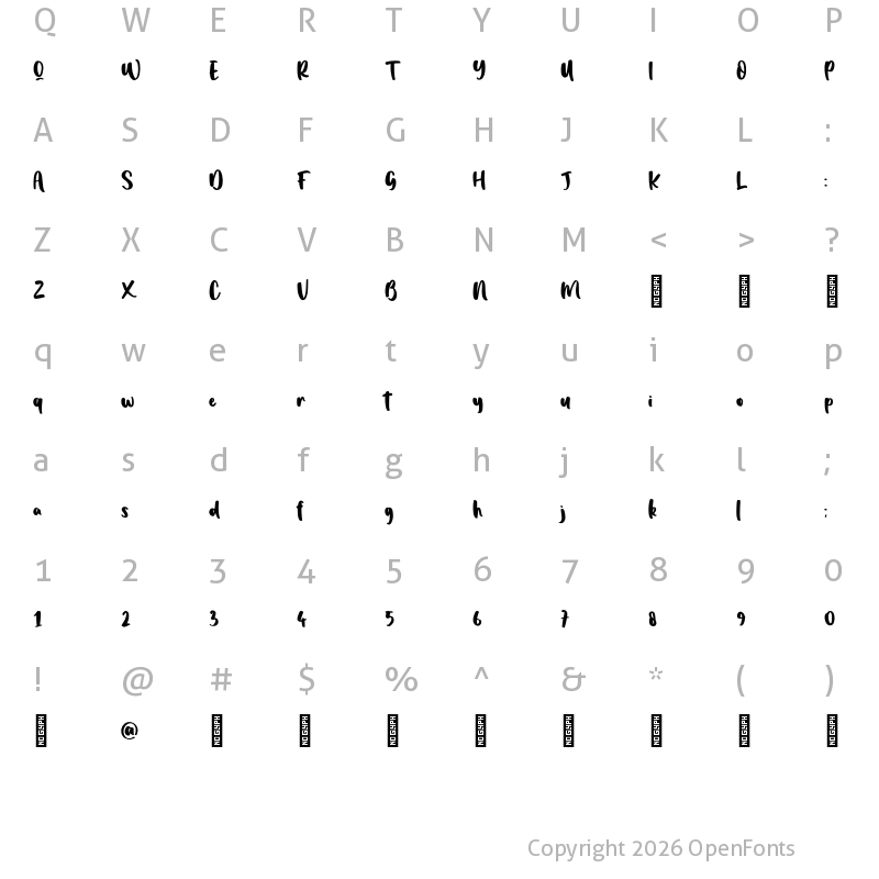 Character Map of Blue Berry Regular