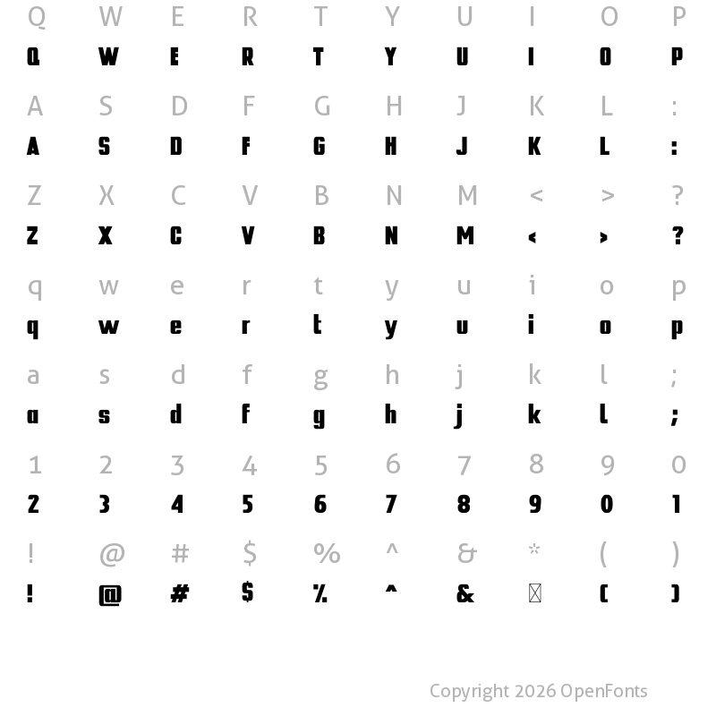 Character Map of Blue Block Regular