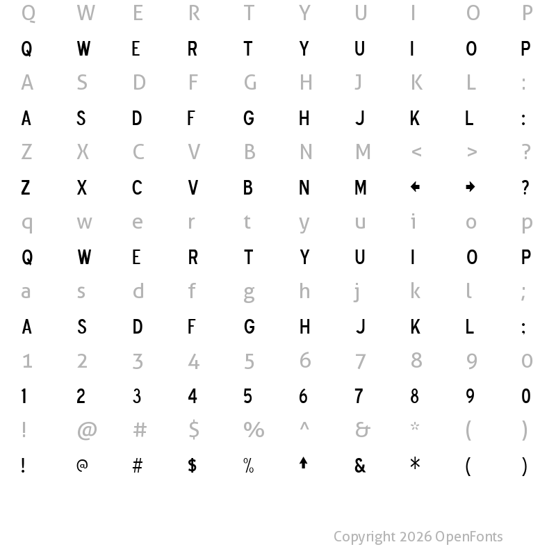 Character Map of Blue Highway D Type Regular