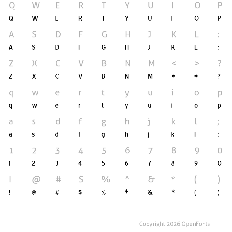 Character Map of Blue Highway Regular