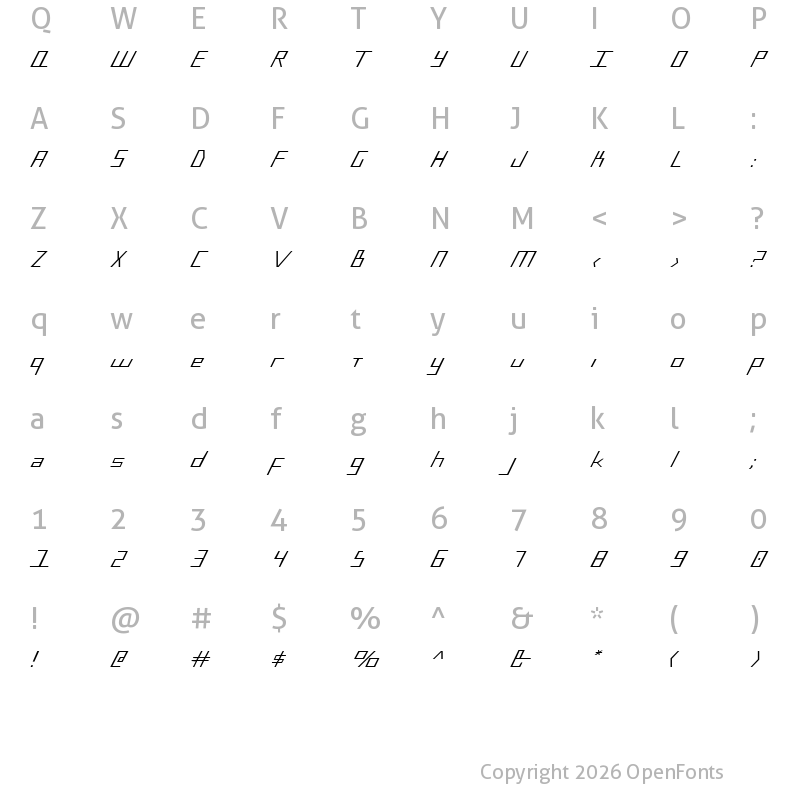 Character Map of Blue July Regular