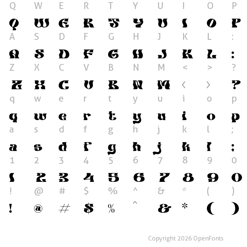 Character Map of BLUE OCEAN Regular