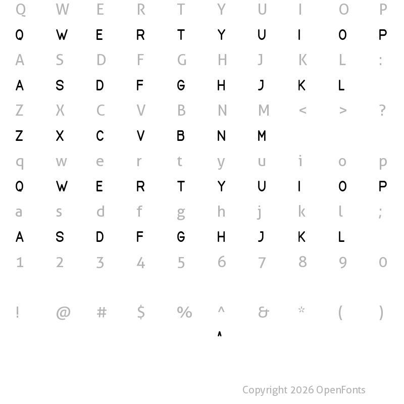 Character Map of Bluehoume Regular