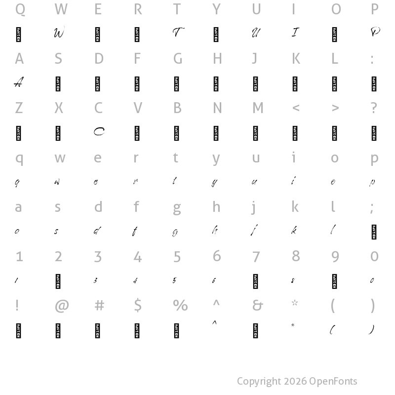 Character Map of BlueJeans-Script ?