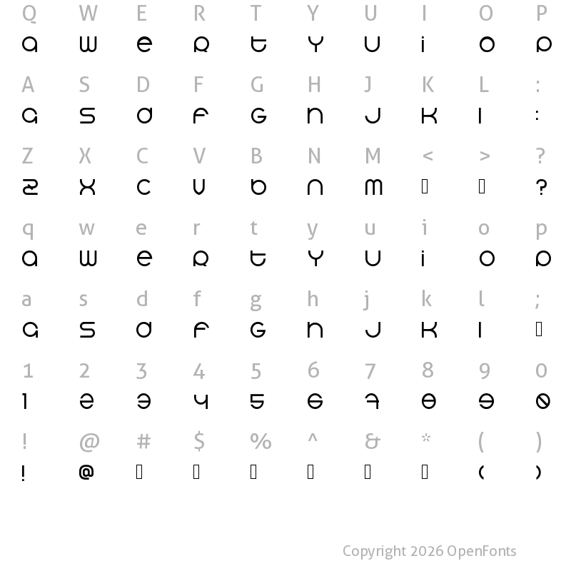 Character Map of Bluerabbit Regular