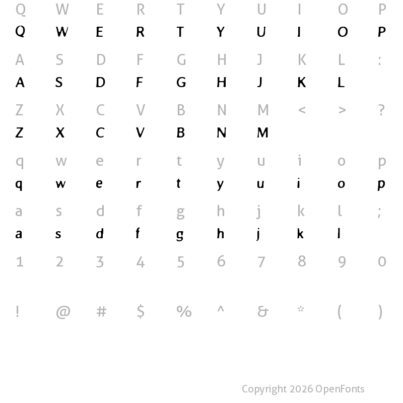 Character Map of Blur Bold