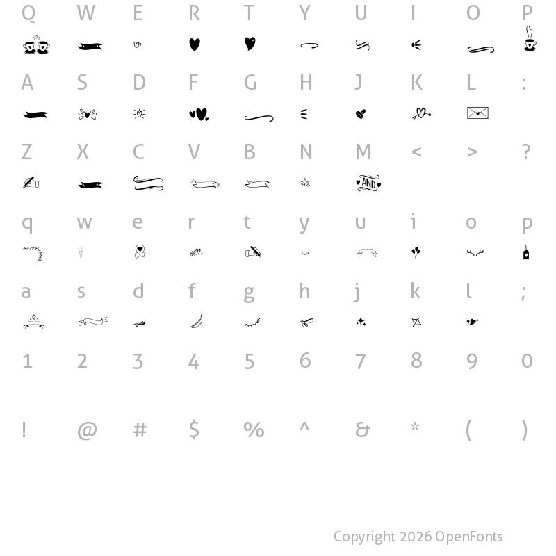 Character Map of Blustina Extras Regular