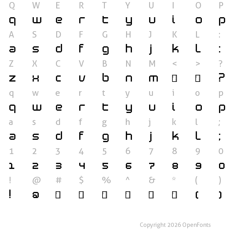 Character Map of Blutter Regular