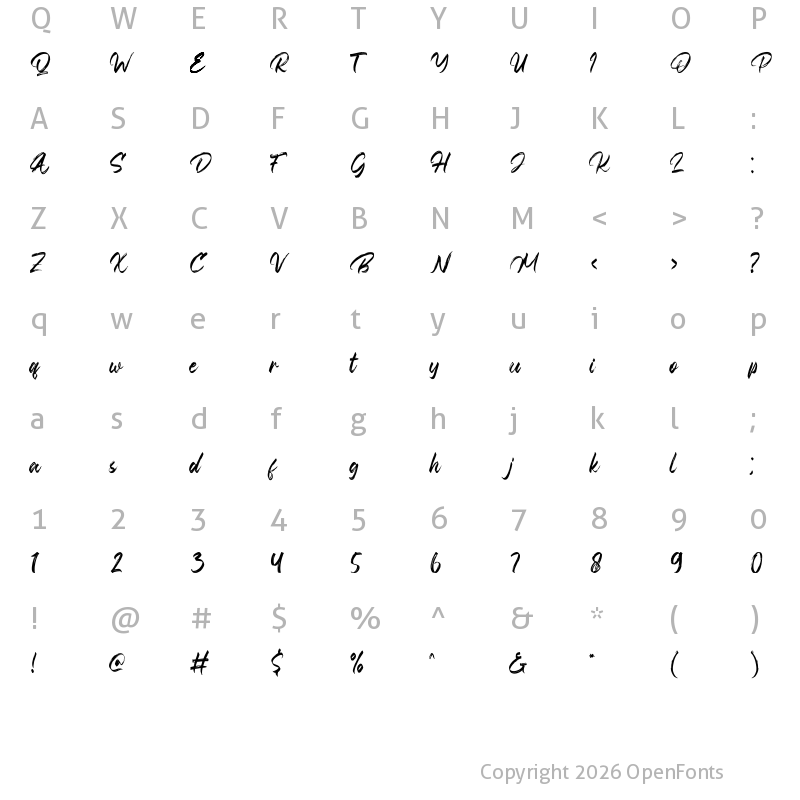 Character Map of Boank Regular