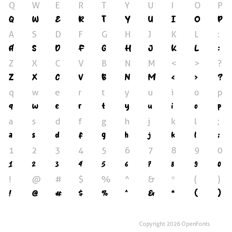 Character Map of Bobaland Regular