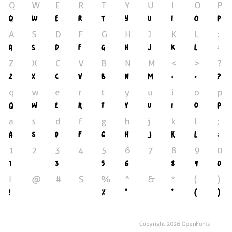 Character Map of Bobba Tea Regular