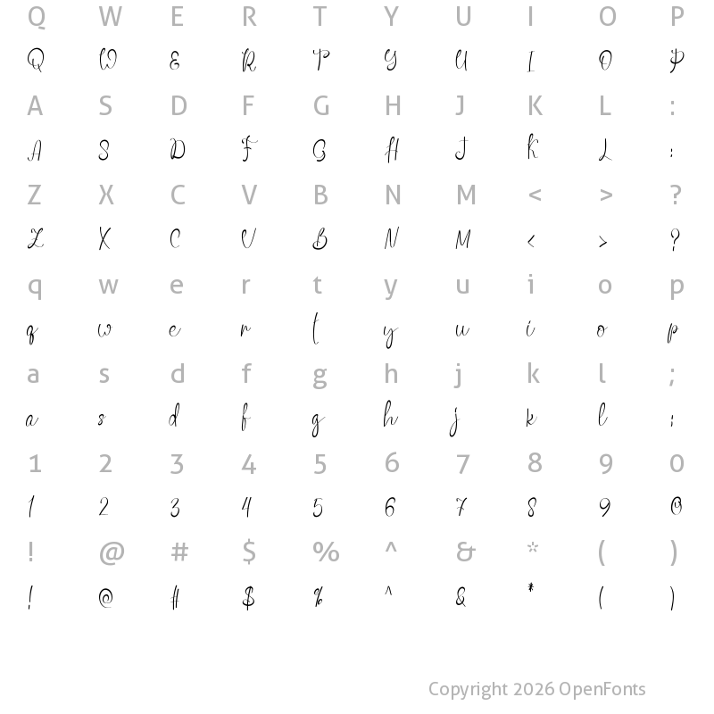 Character Map of Bobolink Regular