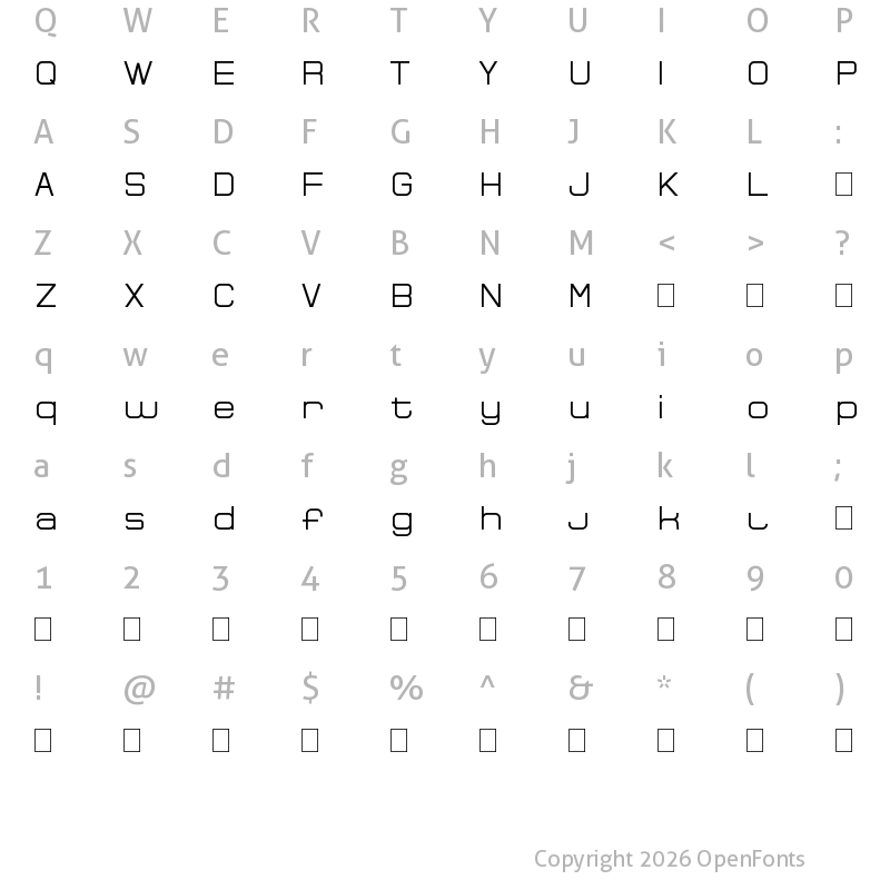 Character Map of Bocemina Regular