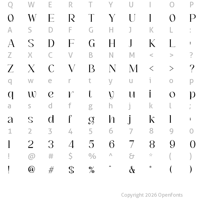 Character Map of Bochan Serif Regular