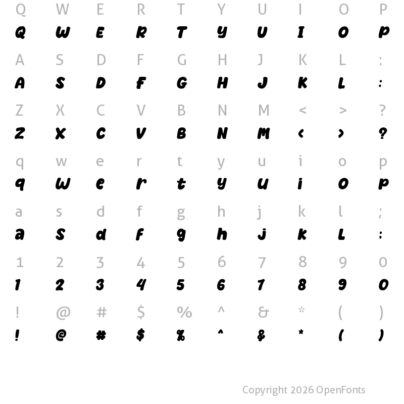 Character Map of Bochild Regular