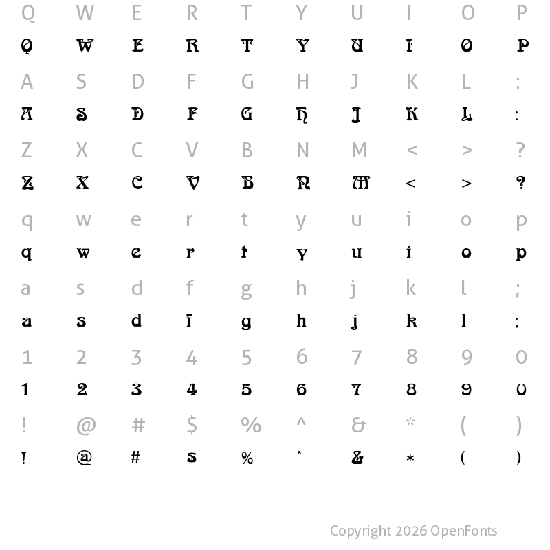 Character Map of Bocklin Regular