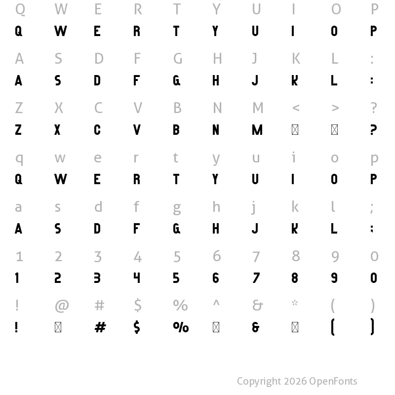 Character Map of BODDAT Regular