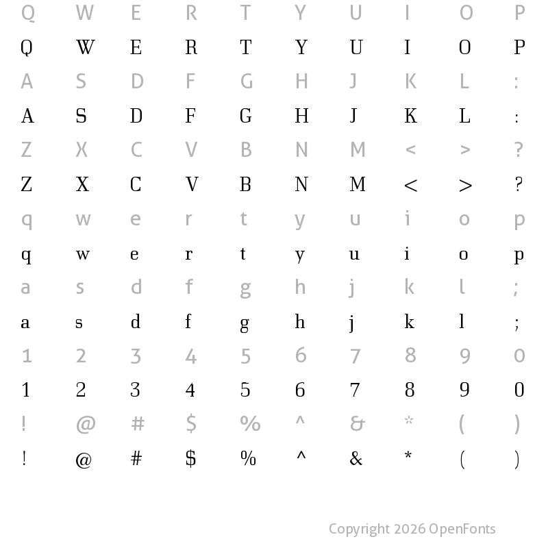 Character Map of Bodonitown Regular