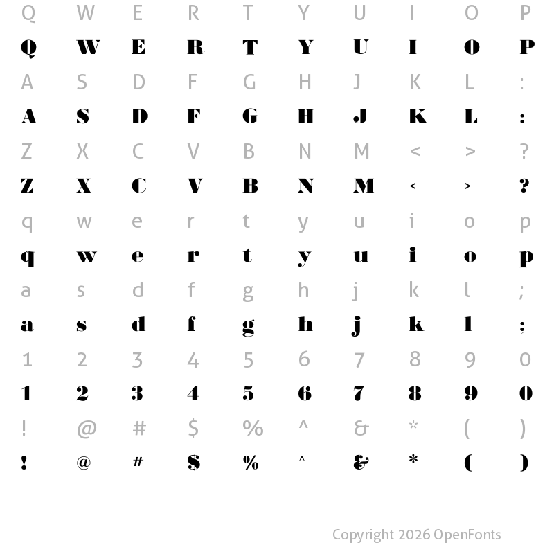 Character Map of BodoniUltraFLF Regular