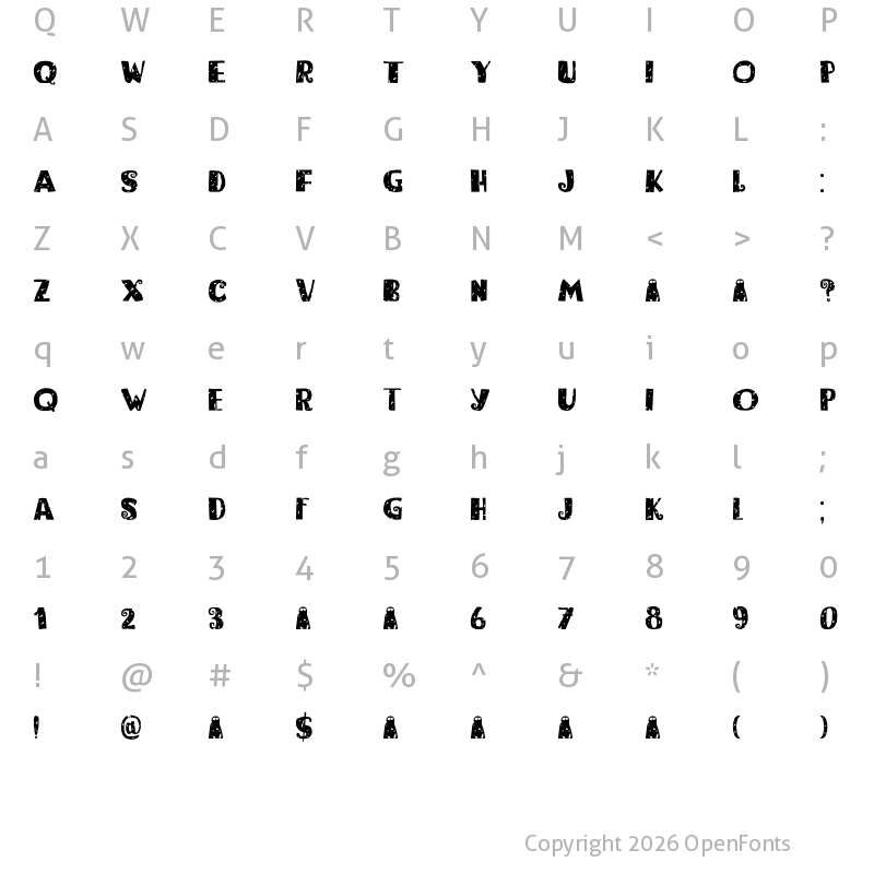 Character Map of Bogeyman Eroded DEMO Regular