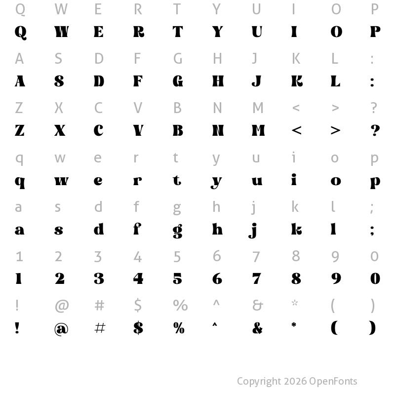 Character Map of Bogien Seralu Regular