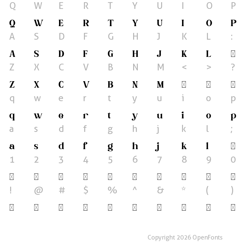 Character Map of Bogimber Regular