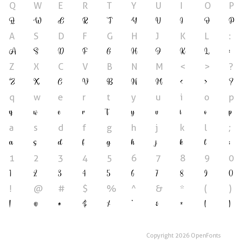 Character Map of Bogitha - Personal Use Regular