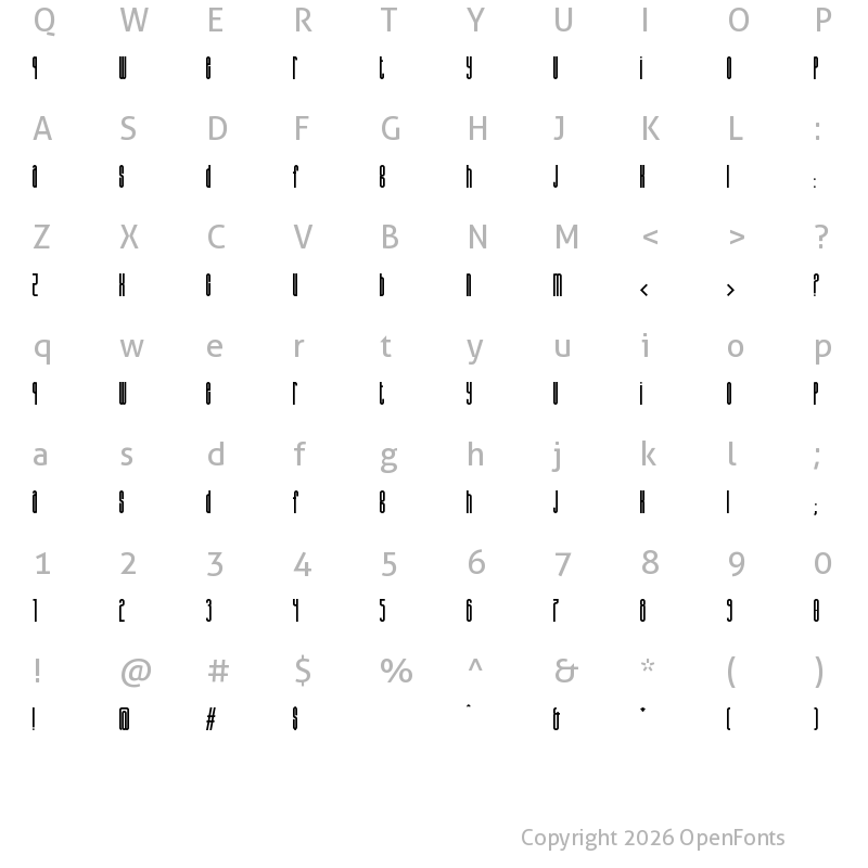 Character Map of Bohema Uppercase Regular Regular