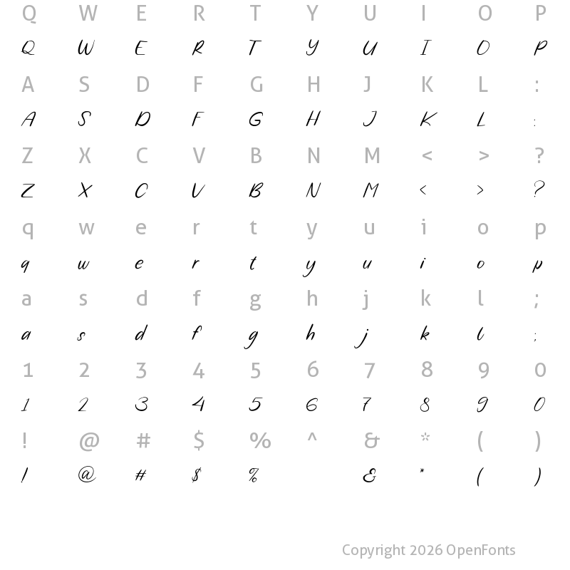 Character Map of Bohemia Cerish Regular